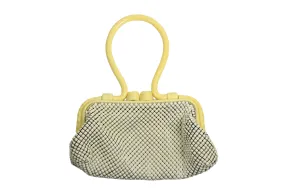 WHITING & DAVIS white mesh handbag with lucite handle