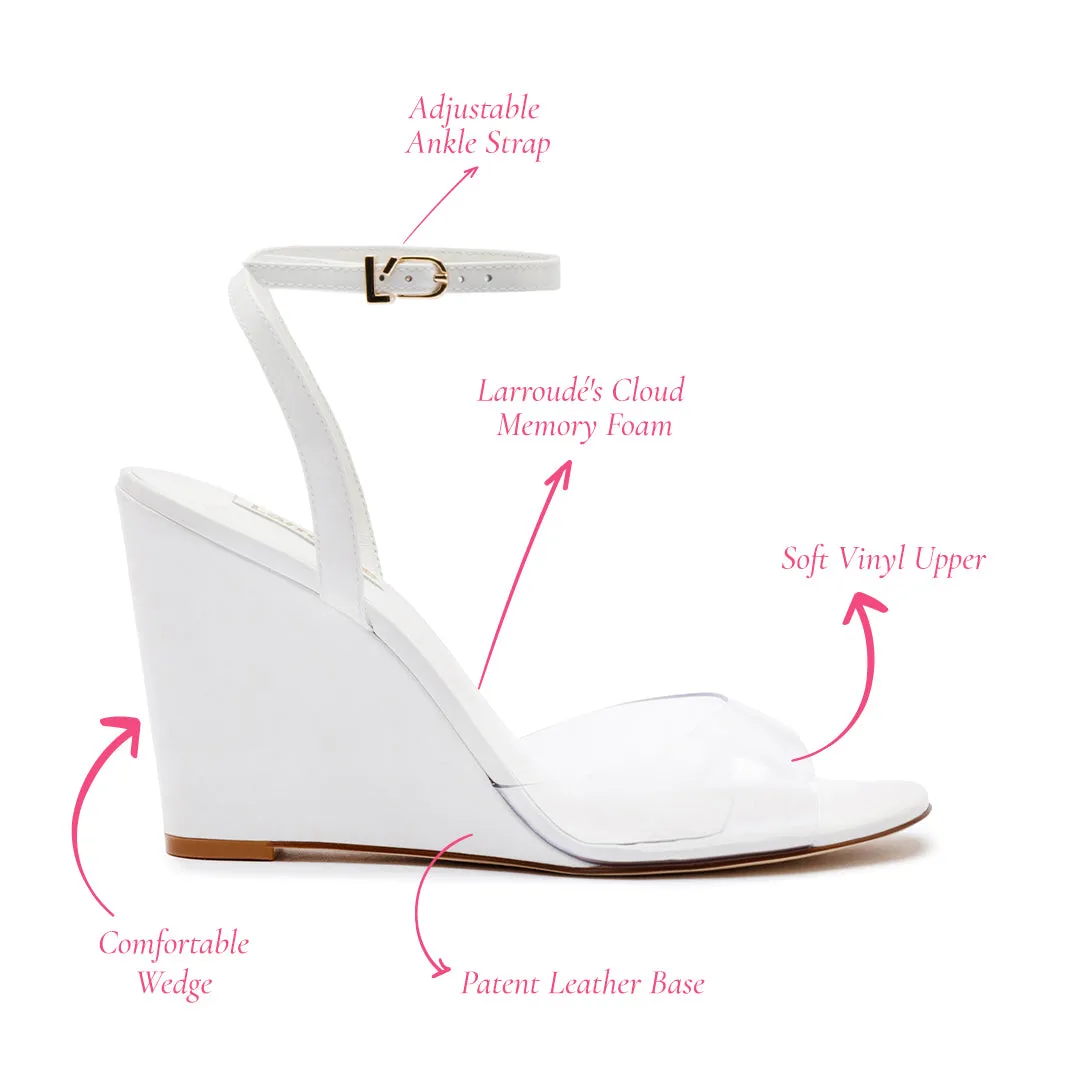 Yves Wedge In White Patent Leather and Vinyl