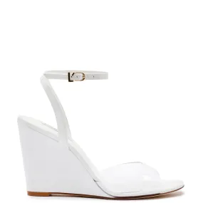 Yves Wedge In White Patent Leather and Vinyl